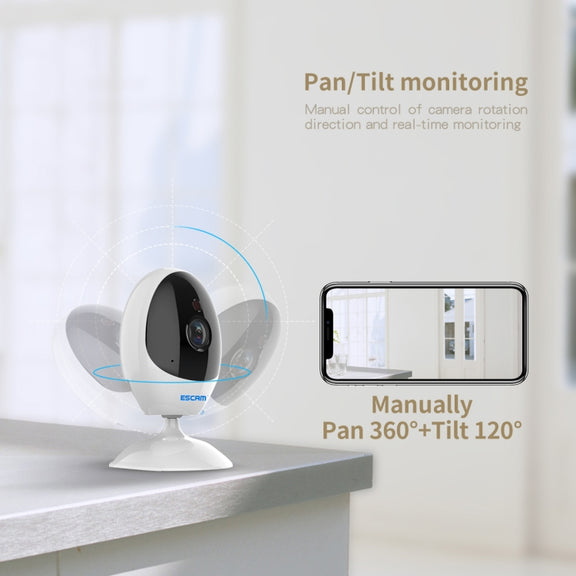 ESCAM QF006 3MP 1296P HD Indoor Wireless PTZ IP Camera IR Night Vision AI Humanoid Detection Home Security CCTV Monitor, Plug Type:AU Plug(White)