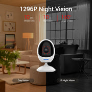 ESCAM QF006 3MP 1296P HD Indoor Wireless PTZ IP Camera IR Night Vision AI Humanoid Detection Home Security CCTV Monitor, Plug Type:UK Plug(White)