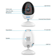 ESCAM QF006 3MP 1296P HD Indoor Wireless PTZ IP Camera IR Night Vision AI Humanoid Detection Home Security CCTV Monitor, Plug Type:US Plug(White)