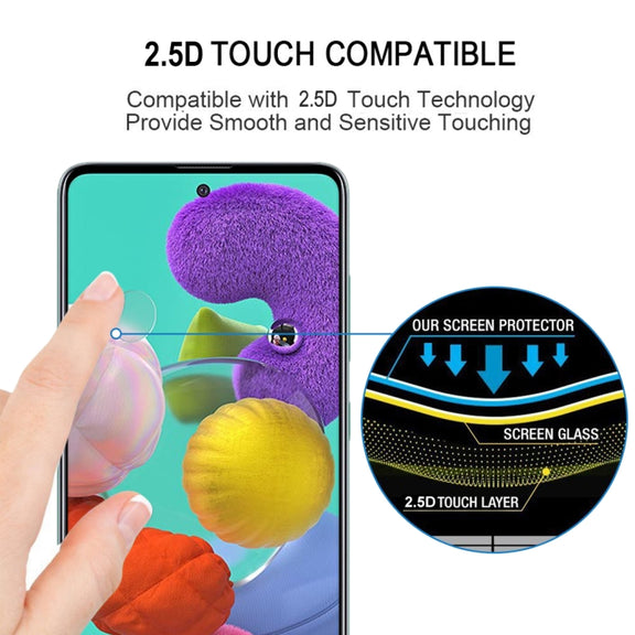 For Galaxy A51 9H Surface Hardness 2.5D Full Glue Full Screen Tempered Glass Film