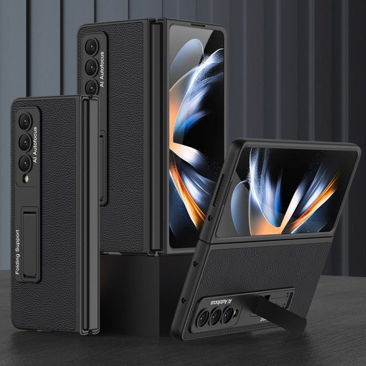 For Samsung Galaxy Z Fold4 GKK Ultra-thin Plain Leather Full Phone Case with Stand(Black) - free shipping - PMC TechLife - Order now!