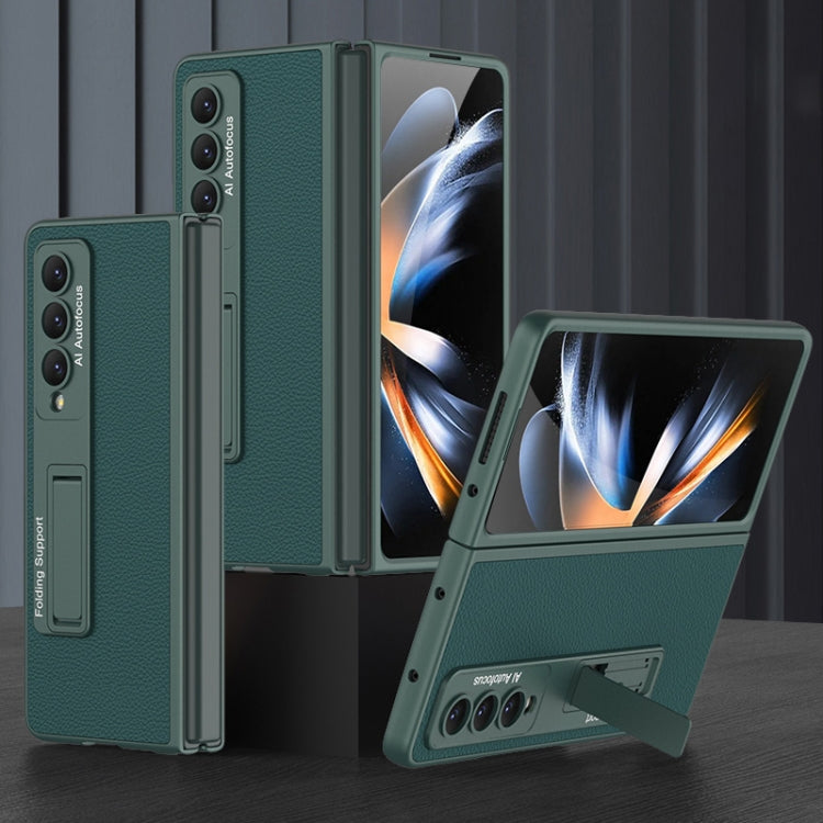 For Samsung Galaxy Z Fold4 GKK Ultra-thin Plain Leather Full Phone Case with Stand(Forest Green) - free shipping - PMC TechLife - Order now!