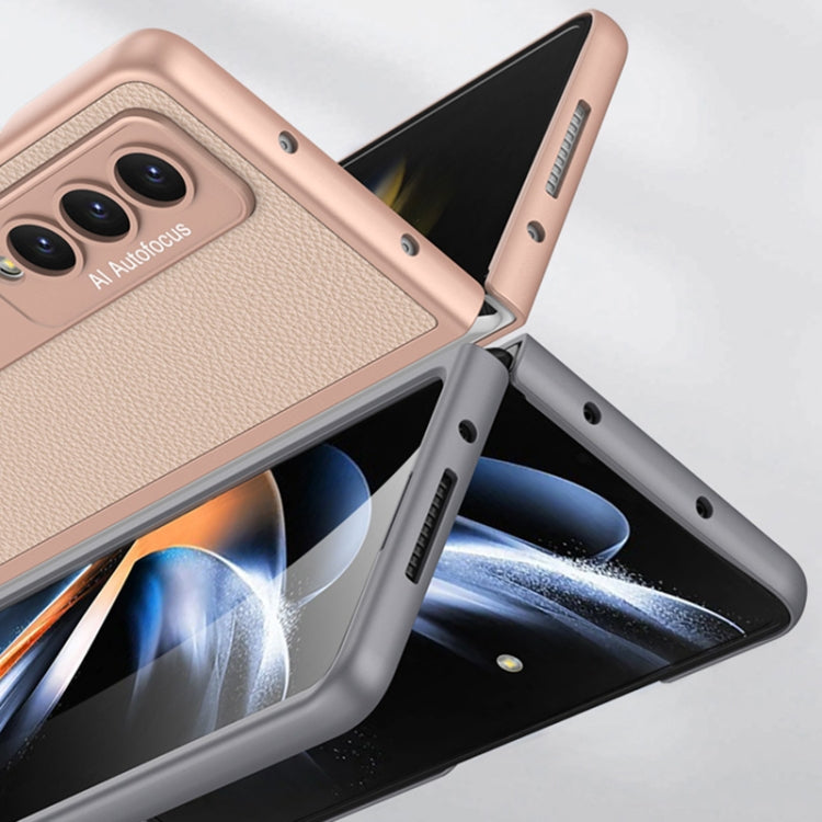 For Samsung Galaxy Z Fold4 GKK Ultra-thin Plain Leather Full Phone Case with Stand(Cross Texture) - free shipping - PMC TechLife - Order now!