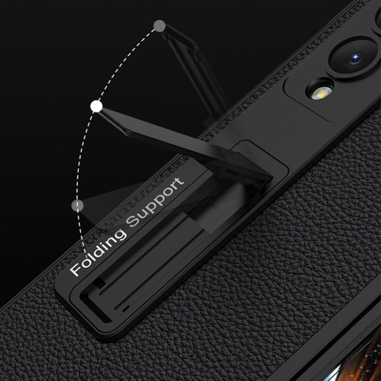 For Samsung Galaxy Z Fold4 GKK Ultra-thin Plain Leather Full Phone Case with Stand(Gold) - free shipping - PMC TechLife - Order now!