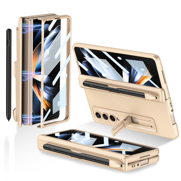 For Samsung Galaxy Z Fold4 GKK Magnetic Hinge Flip Phone Case with Holder & Pen Slot(Champagne Gold) - Galaxy Z Fold4 5G Cases by GKK | Online Shopping South Africa | PMC TechLife | Buy Now Pay Later Mobicred