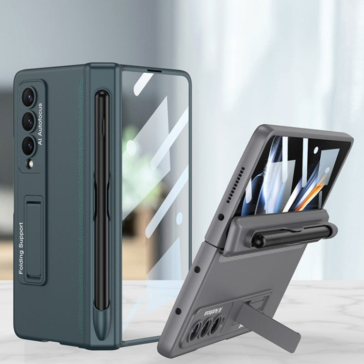 For Samsung Galaxy Z Fold4 GKK Magnetic Hinge Flip Phone Case with Holder & Pen Slot(Wine Red)