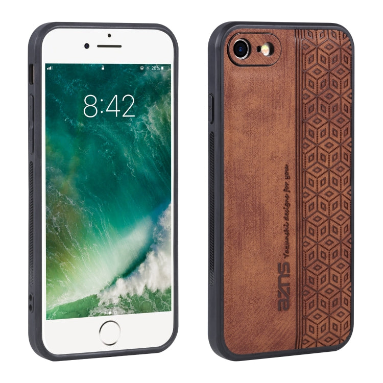 For iPhone SE 2022 / SE 2020 / 8 / 7 AZNS 3D Embossed Skin Feel Phone Case(Brown) - free shipping - PMC TechLife - Order now!