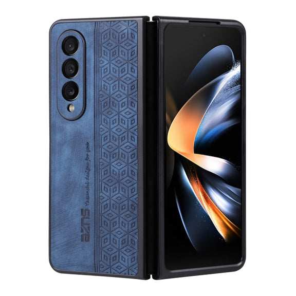 For Samsung Galaxy Z Fold3 5G AZNS 3D Embossed Skin Feel Phone Case(Sapphire Blue)