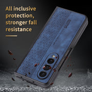 For Samsung Galaxy Z Fold3 5G AZNS 3D Embossed Skin Feel Phone Case(Sapphire Blue)