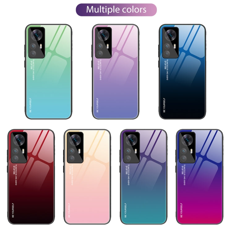 For Xiaomi Redmi K50 Ultra / 12T / 12T Pro Gradient Color Glass Phone Case(Red Black)