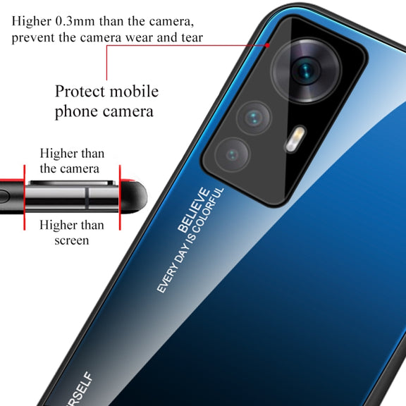 For Xiaomi Redmi K50 Ultra / 12T / 12T Pro Gradient Color Glass Phone Case(Red Black)