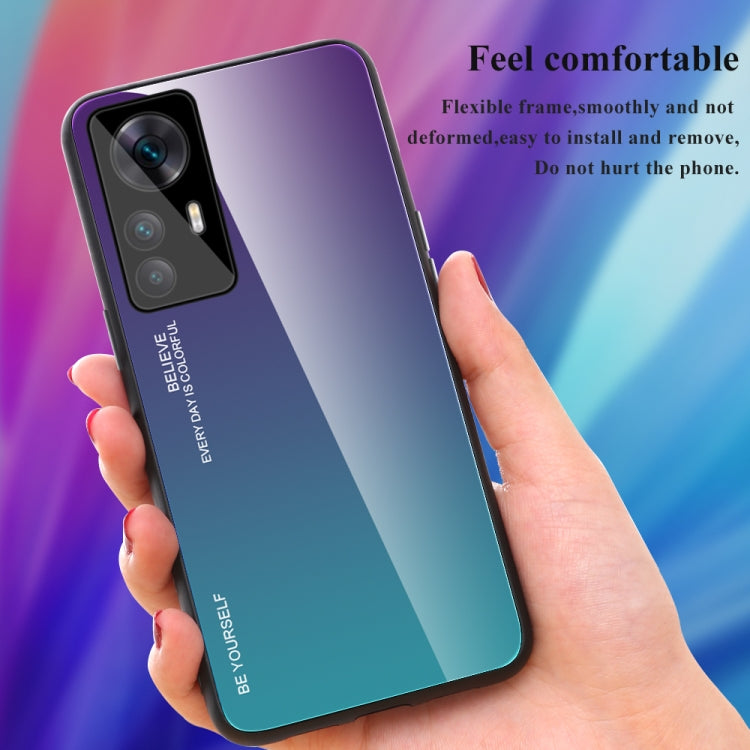 For Xiaomi Redmi K50 Ultra / 12T / 12T Pro Gradient Color Glass Phone Case(Red Black)