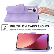 For Xiaomi 12 / 12X Skin-feel Flowers Embossed Wallet Leather Phone Case(Purple)