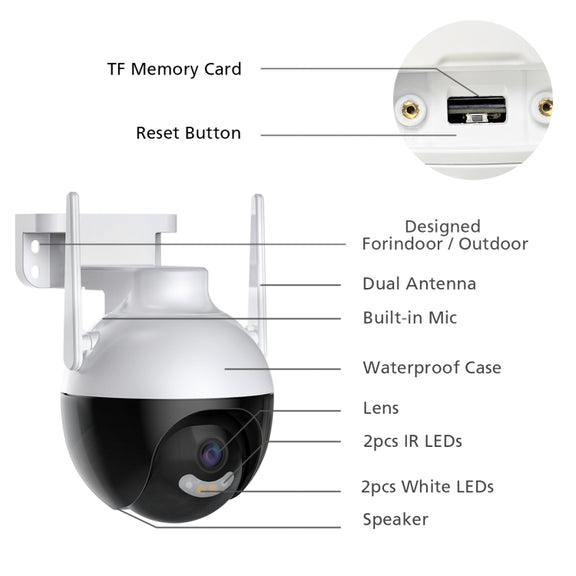 A18 4MP HD Wireless WiFi Smart Surveillance Camera, Specification:EU Plug