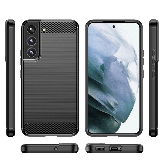 For Samsung Galaxy S23+ 5G Brushed Texture Carbon Fiber TPU Phone Case(Black)