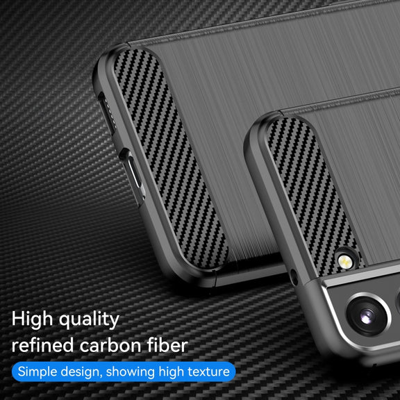 For Samsung Galaxy S23+ 5G Brushed Texture Carbon Fiber TPU Phone Case(Black)