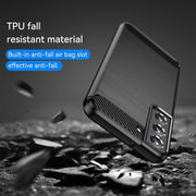 For Samsung Galaxy S23+ 5G Brushed Texture Carbon Fiber TPU Phone Case(Black)