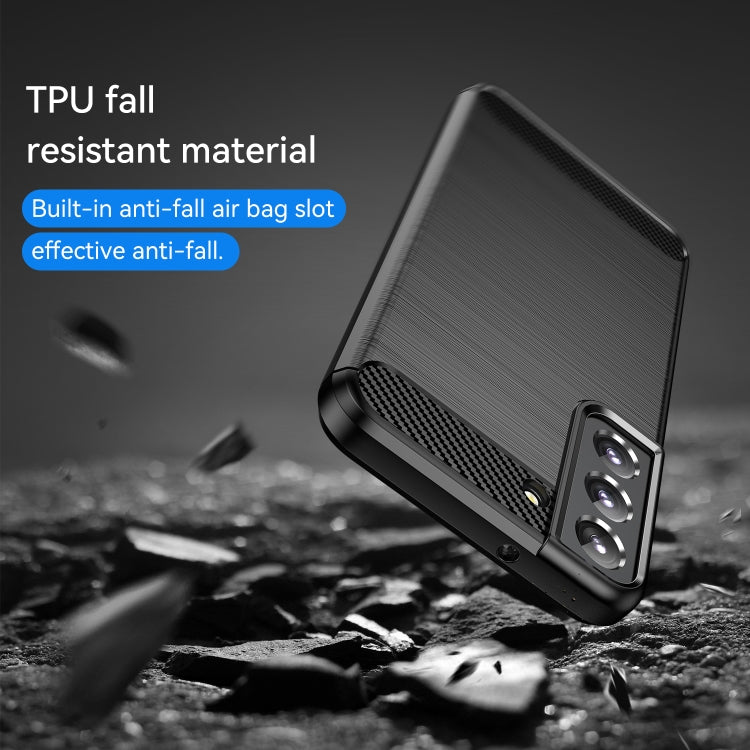 For Samsung Galaxy S23+ 5G Brushed Texture Carbon Fiber TPU Phone Case(Black)
