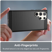 For Samsung Galaxy S23 Ultra 5G Brushed Texture Carbon Fiber TPU Phone Case(Black)
