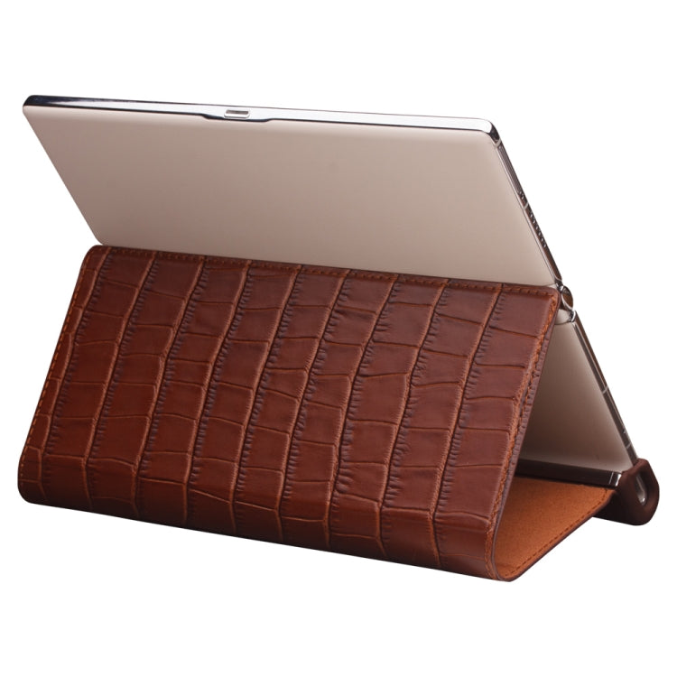 For Huawei Mate XS 2 QIALINO Crocodile Pattern Genuine Leather Phone Case(Brown)