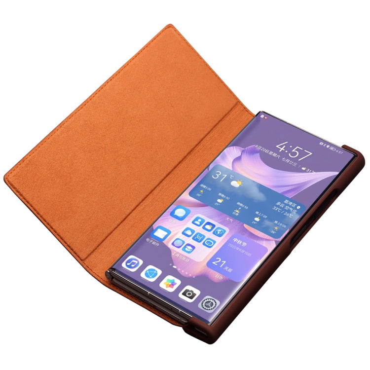 For Huawei Mate XS 2 QIALINO Crocodile Pattern Genuine Leather Phone Case(Brown)