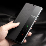 For Huawei Mate 50 Pro QIALINO Genuine Leather Side Window View Smart Phone Case(Black)
