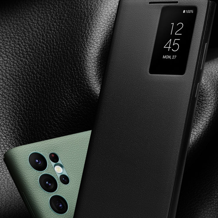 For Samsung Galaxy S22 Ultra 5G QIALINO Magnetic Genuine Leather Phone Case(Green) - Galaxy S22 Ultra 5G Cases by QIALINO | Online Shopping South Africa | PMC TechLife | Buy Now Pay Later Mobicred