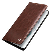 For Samsung Galaxy S21 5G QIALINO Genuine Leather Phone Case(Brown)