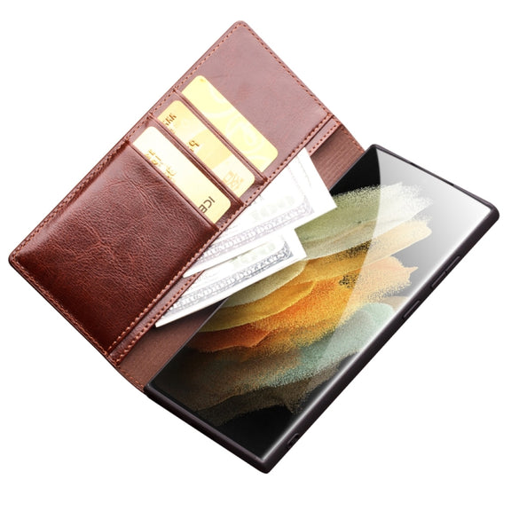 For Samsung Galaxy S22 Ultra 5G QIALINO Genuine Leather Phone Case(Brown)