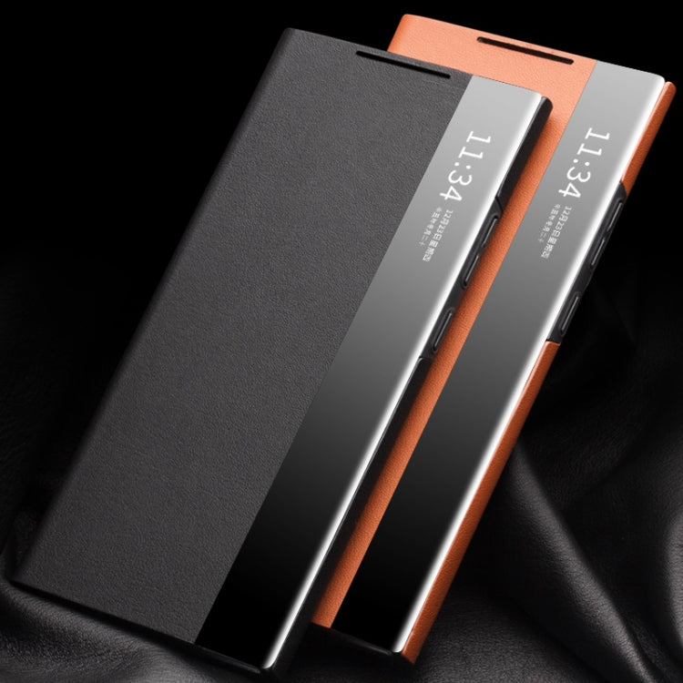 For Samsung Galaxy Note20 Ultra QIALINO Genuine Leather Side Window View Smart Phone Case(Black) - free shipping - PMC Jewellery - Order now!