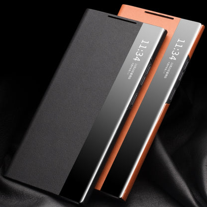 For Samsung Galaxy Note20 Ultra QIALINO Genuine Leather Side Window View Smart Phone Case(Black) - free shipping - PMC Jewellery - Order now!
