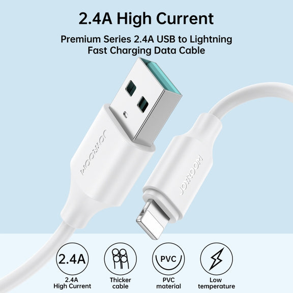 JOYROOM S-UL012A9 2.4A USB to 8 Pin Fast Charging Data Cable, Length:2m(White)