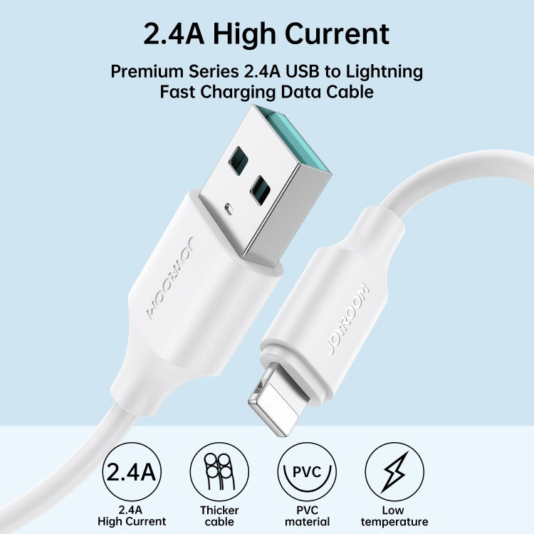 JOYROOM S-UL012A9 2.4A USB to 8 Pin Fast Charging Data Cable, Length:2m(White)