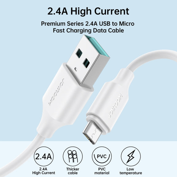 JOYROOM S-UM018A9 2.4A USB to Micro USB Fast Charging Data Cable, Length:1m(Black)