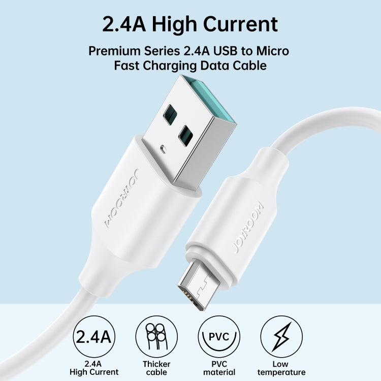 JOYROOM S-UM018A9 2.4A USB to Micro USB Fast Charging Data Cable, Length:1m(White)