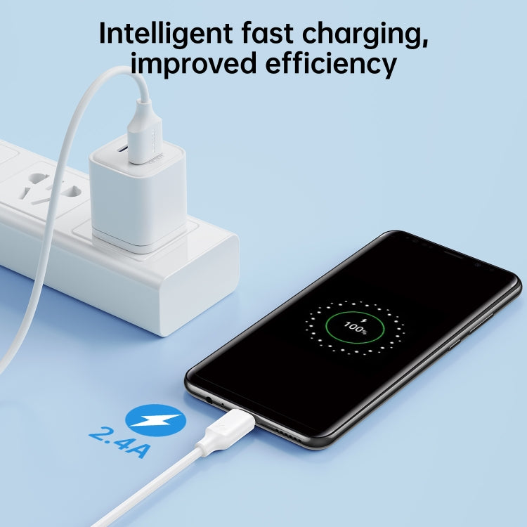 JOYROOM S-UM018A9 2.4A USB to Micro USB Fast Charging Data Cable, Length:1m(White) - Micro USB Cable by JOYROOM | Online Shopping South Africa | PMC TechLife | Buy Now Pay Later Mobicred
