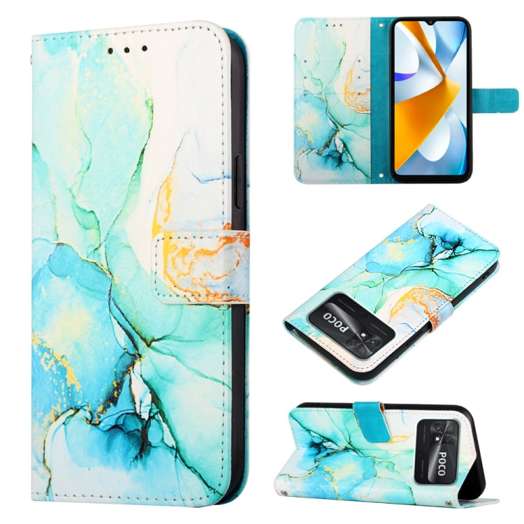For Xiaomi Poco C40 Global PT003 Marble Pattern Flip Leather Phone Case(Green LS003) - free shipping - PMC TechLife - Order now!