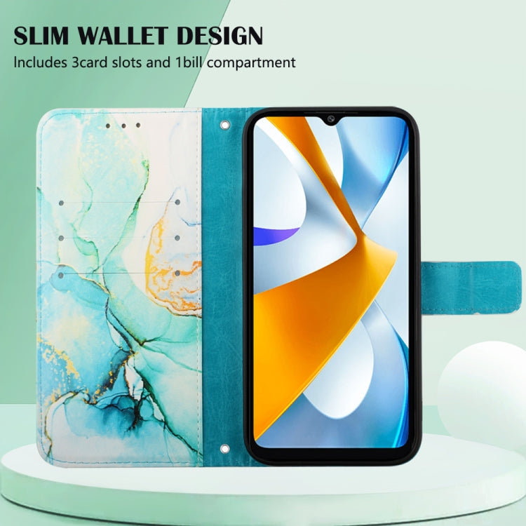 For Xiaomi Poco C40 Global PT003 Marble Pattern Flip Leather Phone Case(Green LS003) - free shipping - PMC TechLife - Order now!