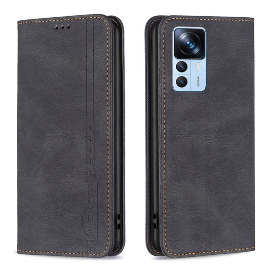 For Xiaomi 12T / 12T Pro / Redmi K50 Ultra Magnetic RFID Blocking Anti-Theft Leather Phone Case(Black) - free shipping - PMC Jewellery - Order now!