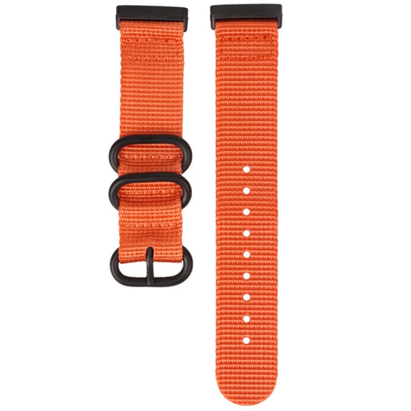 For Fitbit Versa 4 / Sense 2 Universal Three-ring Steel Buckle Nylon Watch Band(Orange)