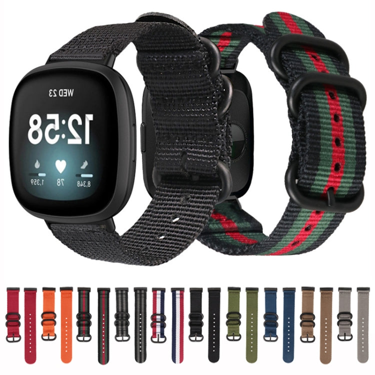 For Fitbit Versa 4 / Sense 2 Universal Three-ring Steel Buckle Nylon Watch Band(Orange) - Watch Bands by PMC TechLife | Online Shopping South Africa | PMC TechLife | Buy Now Pay Later Mobicred