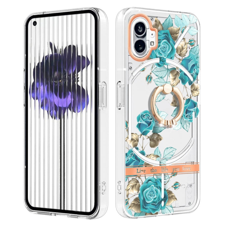 For Nothing Phone 1 Flowers Series TPU Phone Case(Blue Rose) - Nothing Cases by PMC TechLife | Online Shopping South Africa | PMC TechLife | Buy Now Pay Later Mobicred