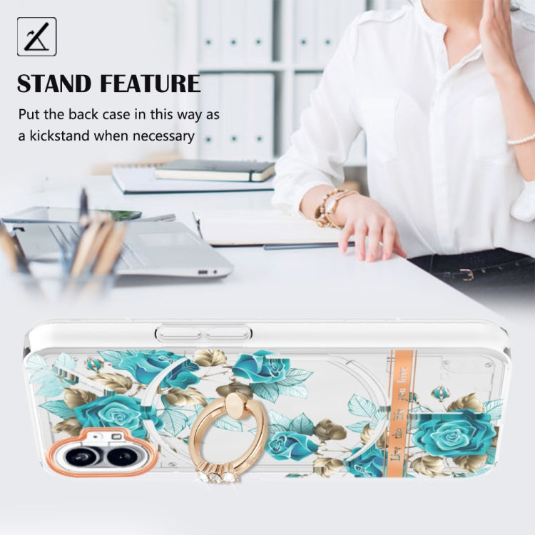 For Nothing Phone 1 Flowers Series TPU Phone Case(Blue Rose) - Nothing Cases by PMC TechLife | Online Shopping South Africa | PMC TechLife | Buy Now Pay Later Mobicred