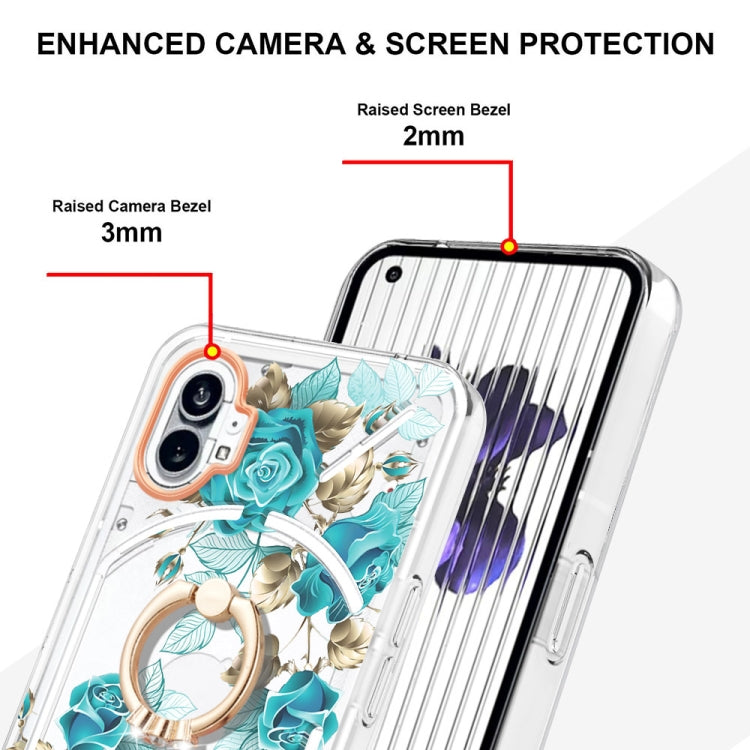For Nothing Phone 1 Flowers Series TPU Phone Case(Blue Rose) - Nothing Cases by PMC TechLife | Online Shopping South Africa | PMC TechLife | Buy Now Pay Later Mobicred