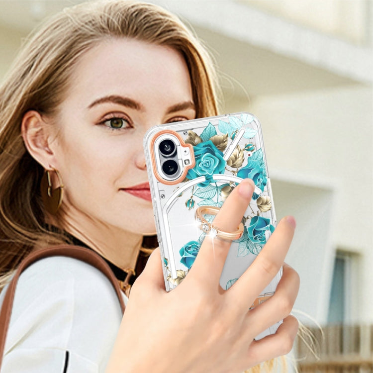 For Nothing Phone 1 Flowers Series TPU Phone Case(Blue Rose) - Nothing Cases by PMC TechLife | Online Shopping South Africa | PMC TechLife | Buy Now Pay Later Mobicred