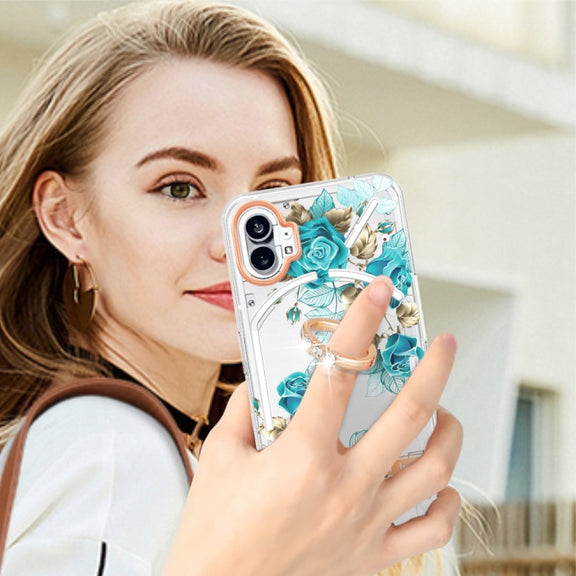 For Nothing Phone 1 Flowers Series TPU Phone Case(Blue Rose)