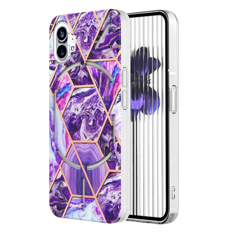 For Nothing Phone 1 Electroplating Splicing Marble TPU Phone Case(Dark Purple) - free shipping - PMC TechLife - Order now!