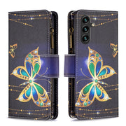 For Samsung Galaxy A14 5G Colored Drawing Pattern Zipper Leather Phone Case(Big Butterfly)