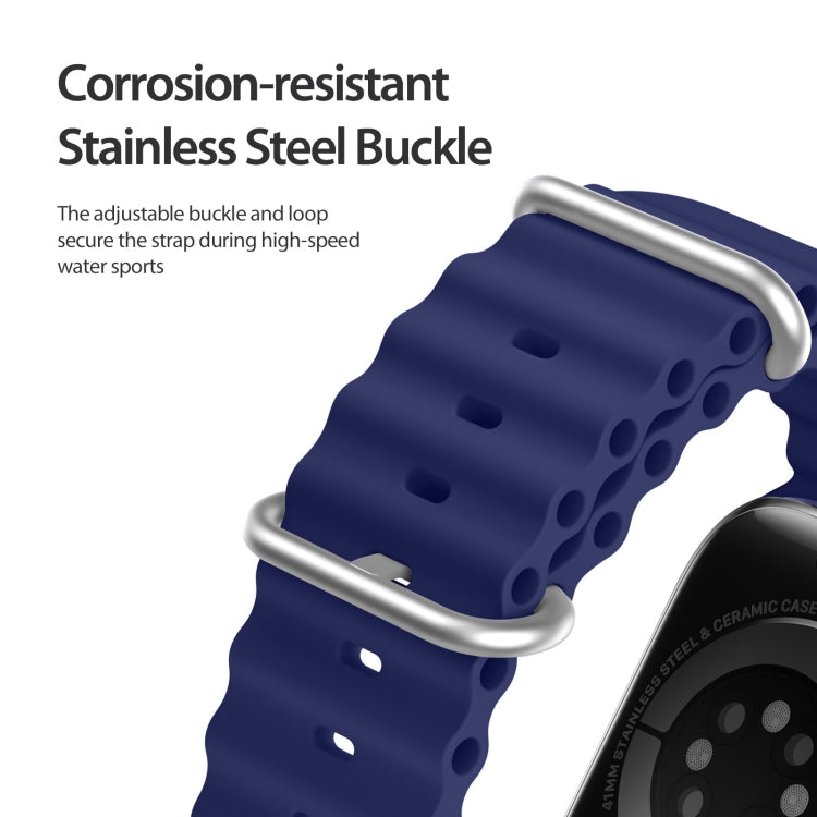 DUX DUCIS Sea Wave Silicone Watch Band For Apple Watch Series 8&7 45mm / SE 2&6&SE&5&4 44mm / 3&2&1 42mm(Blue) - Watch Bands by DUX DUCIS | Online Shopping South Africa | PMC TechLife | Buy Now Pay Later Mobicred