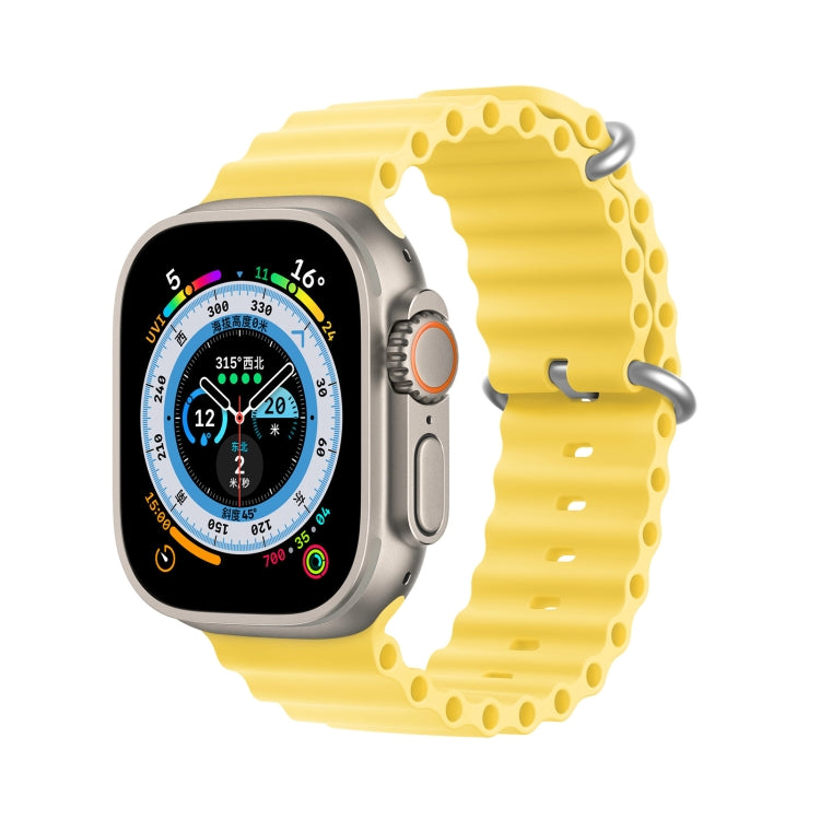 DUX DUCIS Sea Wave Silicone Watch Band For Apple Watch Series 8&7 45mm / SE 2&6&SE&5&4 44mm / 3&2&1 42mm(Yellow) - Watch Bands by DUX DUCIS | Online Shopping South Africa | PMC TechLife | Buy Now Pay Later Mobicred